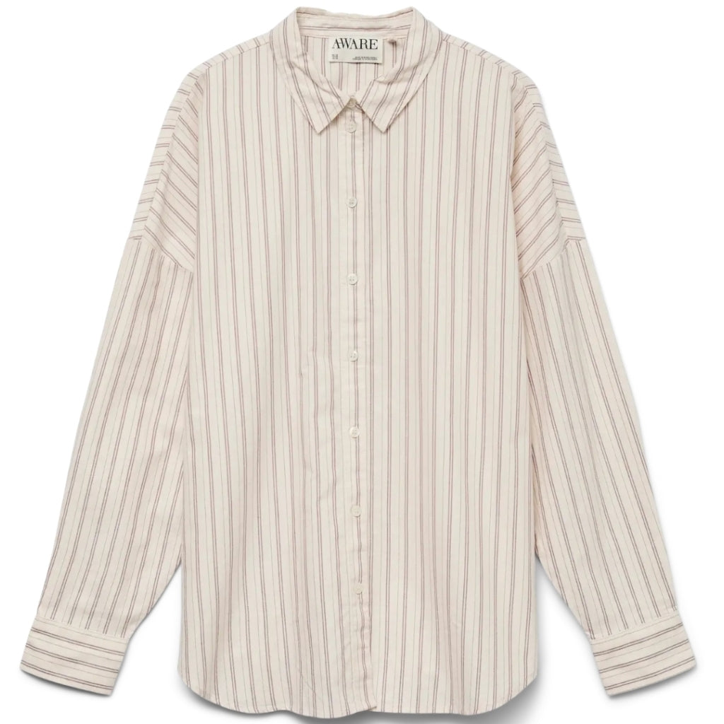 VERO MODA DAME SKJORTE AWPARIS - Birch Stripes Zinfandel
