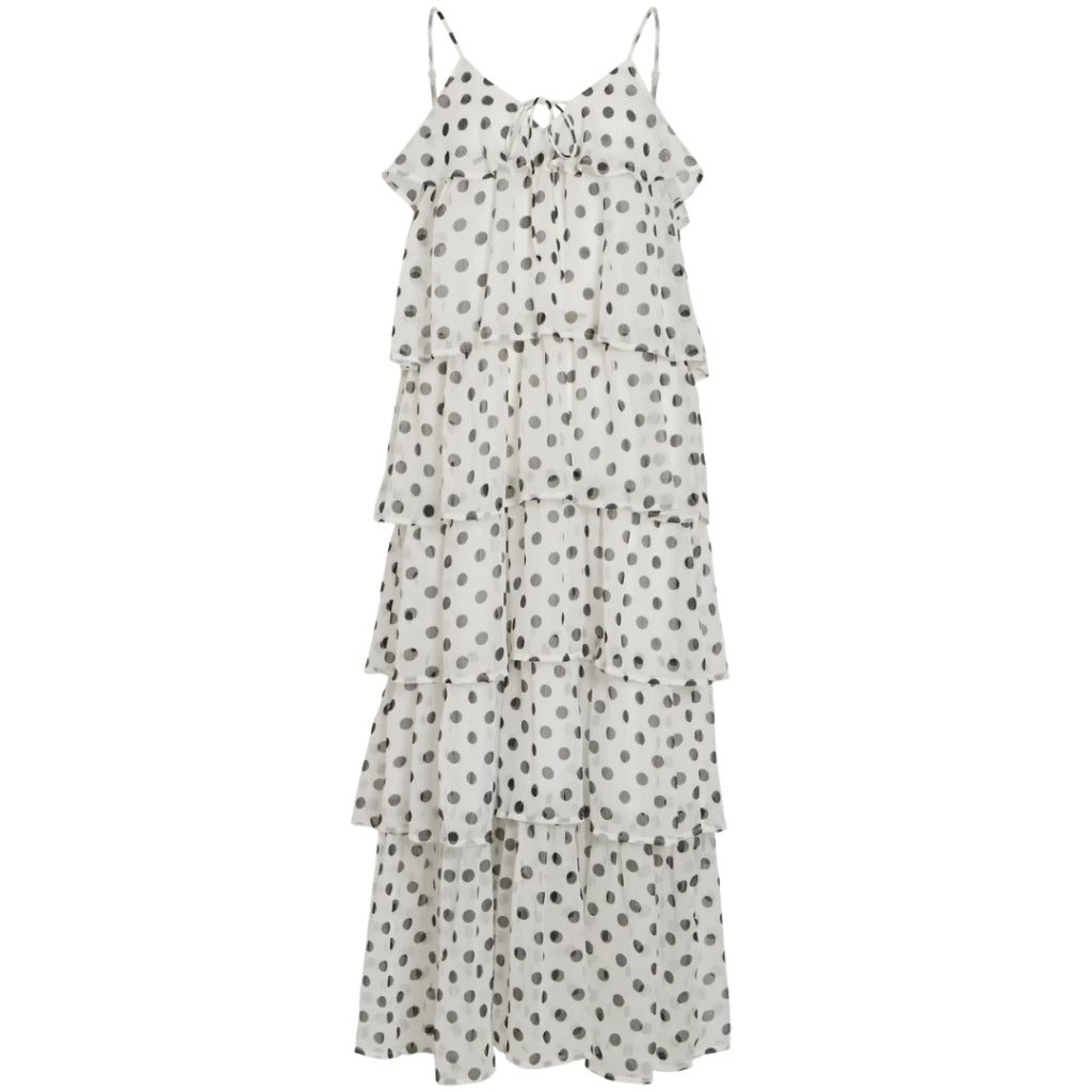VILA DAME KJOLE VIHARLEY - Cloud Dancer BLACK DOTS