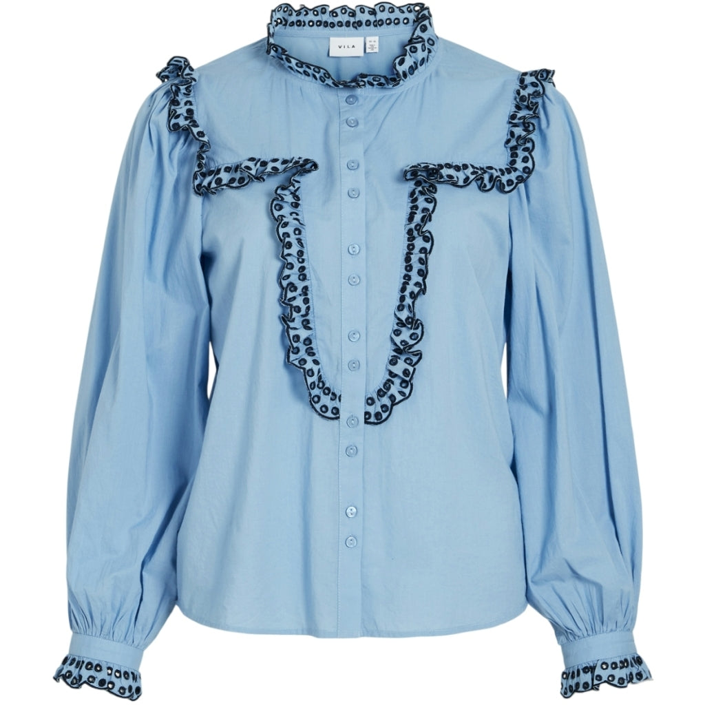 VILA dame skjorte VIJANNE - Blissful Blue Navy blazer