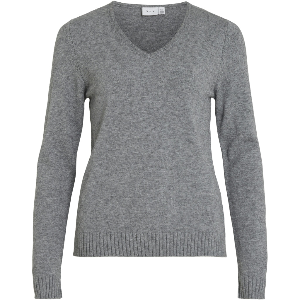 VILA dame strik VIRIL - Medium grey melange