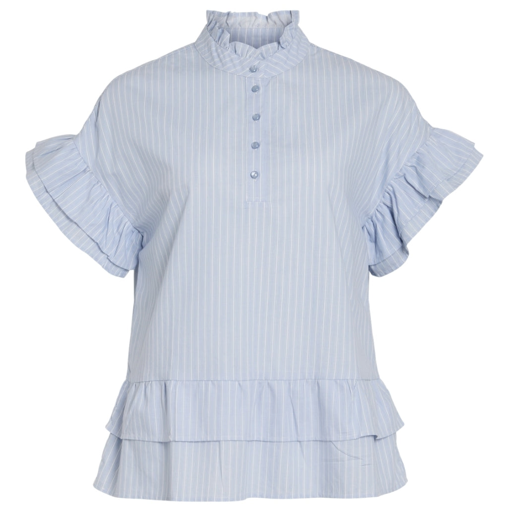 VILA dame top VISOMMER - Kentucky Blue Snow white