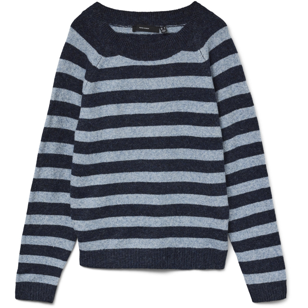 Vero Moda dame strik VMDOFFY - Navy Blazer Stripes:W. CHINA BLUE
