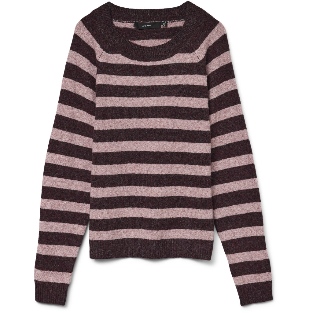 Vero Moda dame strik VMDOFFY - Winetasting Stripes:W. ROSE BROWN