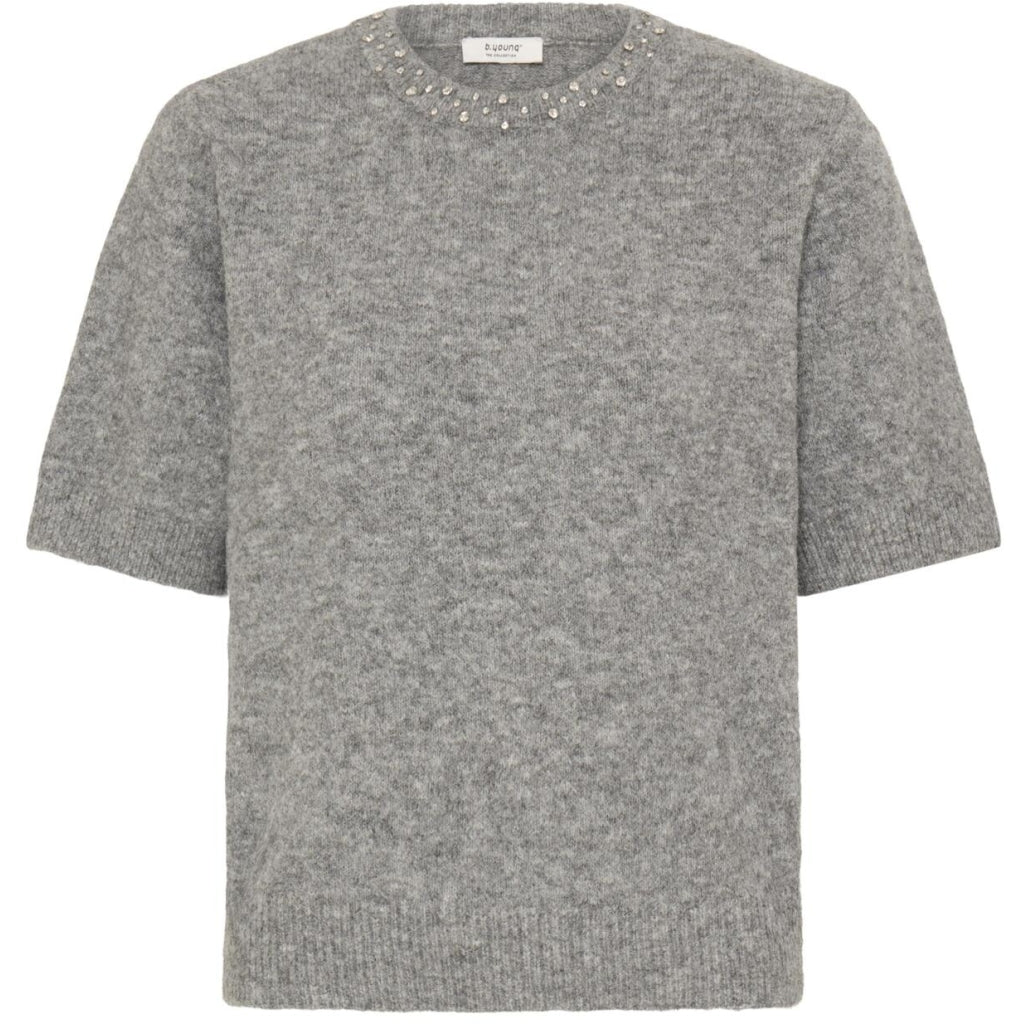 b.young dame striktrøje BYOMEA - Mid Grey Melange