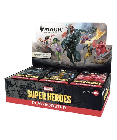 Magic: The Gathering Marvel Super Heroes Play Booster display på tysk
